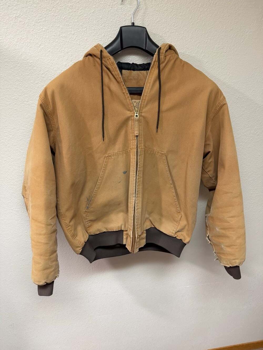 Vintage IRA21BD Carhartt Work Wear Duck Canvas Hooded Jacket Size XL Regular